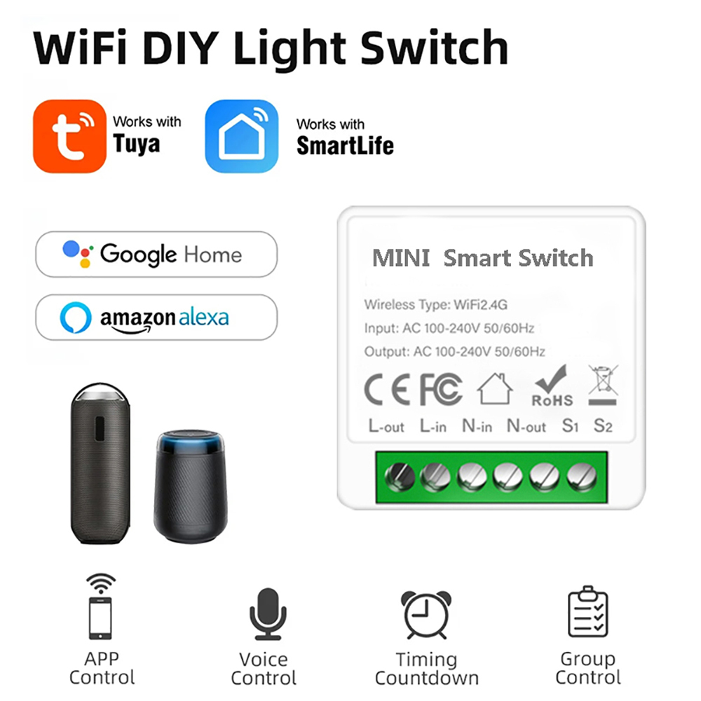 Smart Home Automation Diy - 2-wegbediening Tuya Mini 16A WiFi DIY-schakelaar